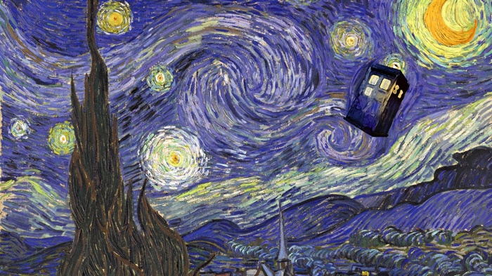TARDIS in Van Gogh's Starry Night
