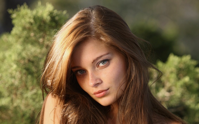 Indiana A with freckles and long brown hair
