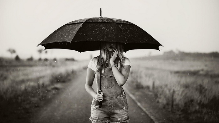 Woman with umbrella in the rain