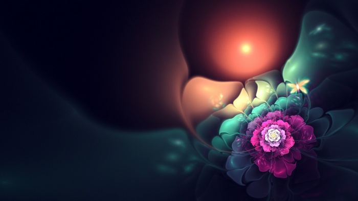Psychedelic fractal flowers in digital art