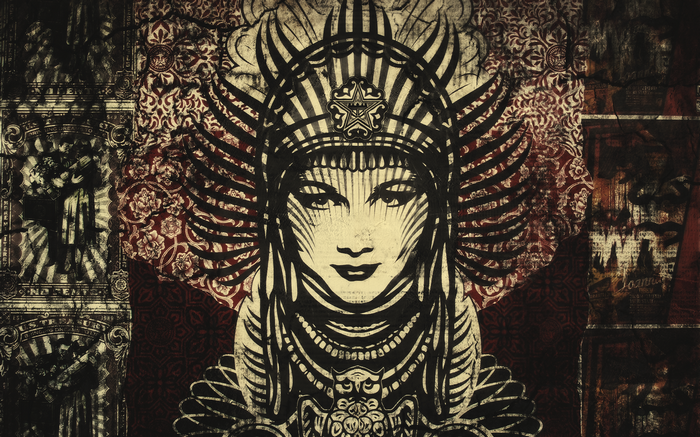 Obey artwork of a woman in a headdress