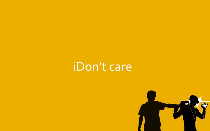 iDon't care text with silhouettes of people