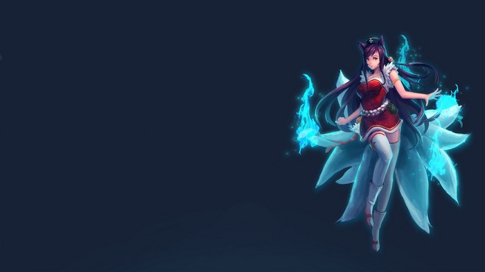 Ahri from League of Legends with blue flames