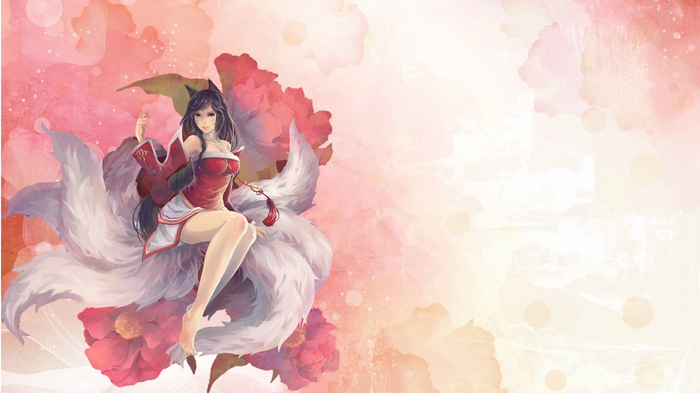 Ahri from League of Legends with nine tails