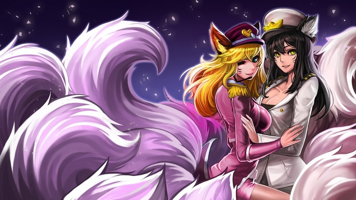 Ahri and another fox-girl from League of Legends