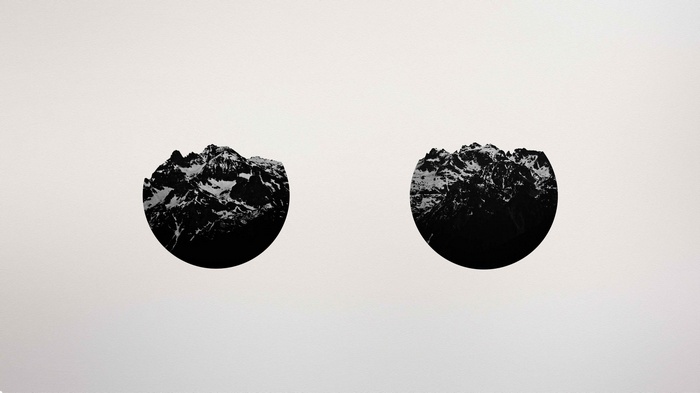Minimalist mountain landscape in circles