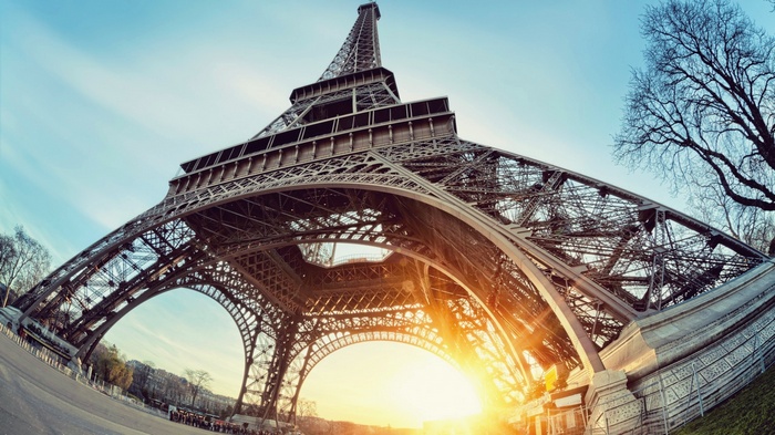 Eiffel Tower at sunset in Paris