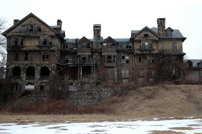 Abandoned ruined building on a hill