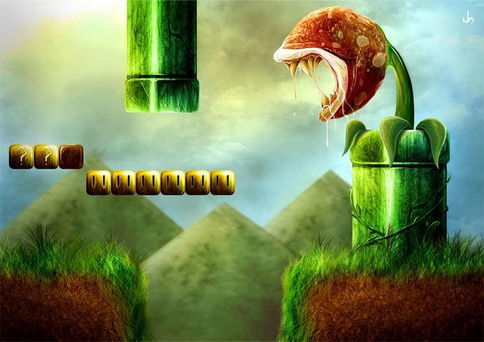 Super Mario Bros. Piranha Plant and Question Blocks