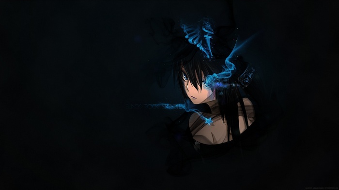 Black Rock Shooter anime girl with blue energy
