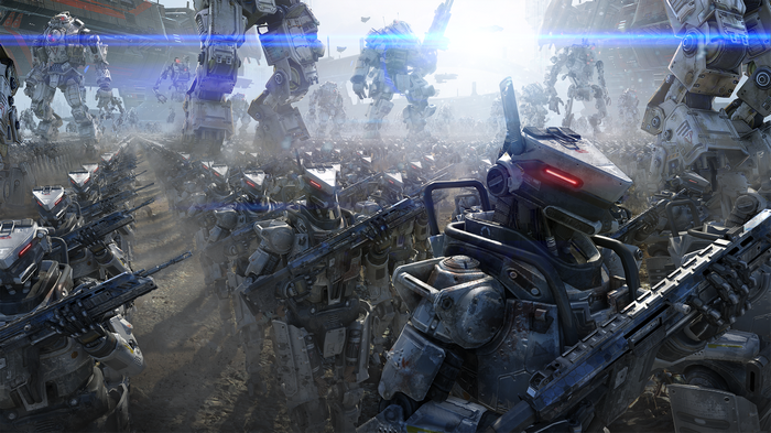 Titanfall robots in formation with guns