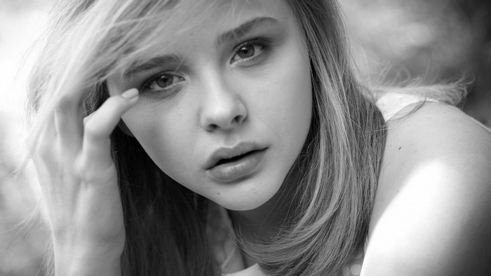 Chloë Grace Moretz in monochrome portrait
