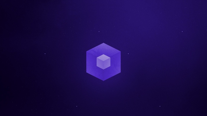 Abstract purple cube with smaller cube inside