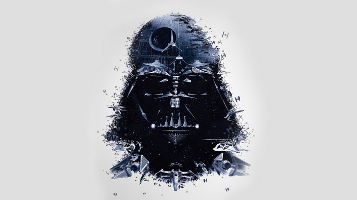 Darth Vader made of Star Wars ships and Death Star