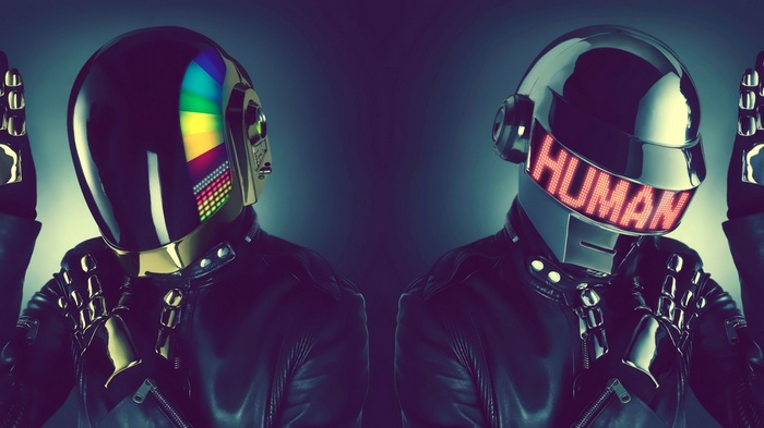 Daft Punk robots with helmets