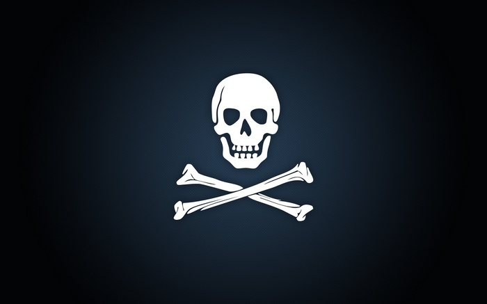 White skull and crossbones on a dark background