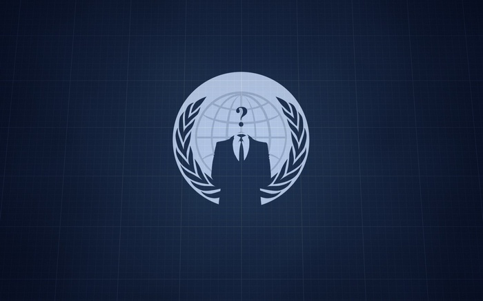 Anonymous logo with globe and laurel wreath
