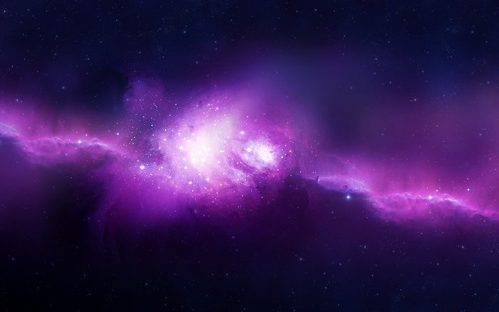 Purple and white nebula in deep space