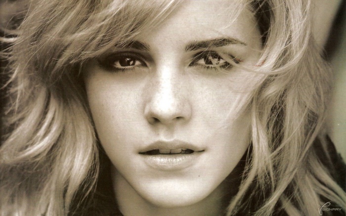 Sepia portrait of Emma Watson