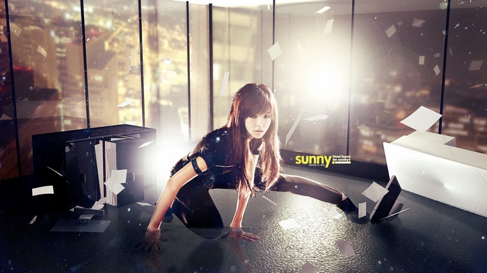 Sunny from Girls' Generation in a dynamic pose