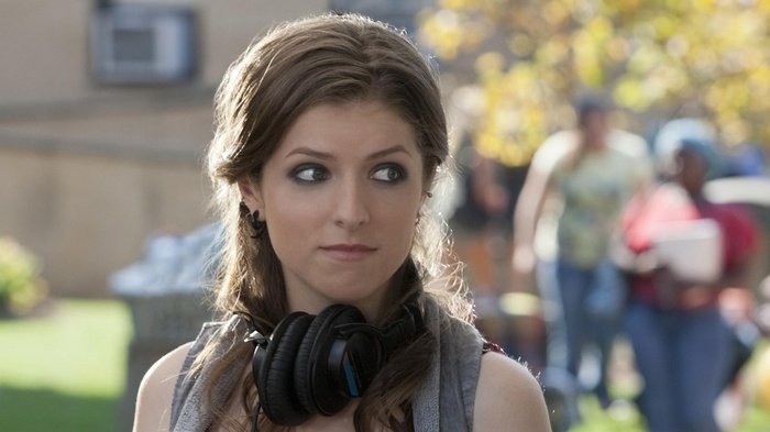 Anna Kendrick wearing headphones