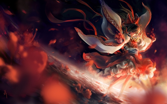 Hakurei Reimu from Touhou in a red dress