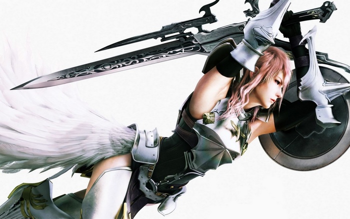 Lightning Farron with sword and shield from Final Fantasy XIII