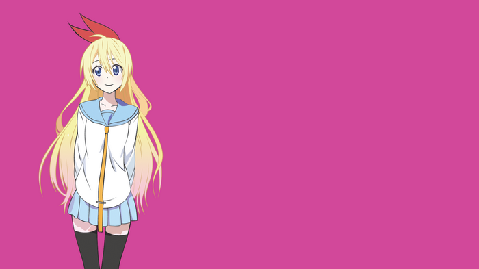 Kirisaki Chitoge from Nisekoi with blonde hair and red ribbon