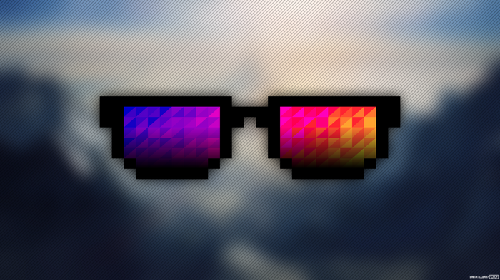 Pixel art glasses with colorful lenses