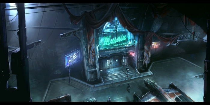 Musain bar in Star Citizen with Cutlass ship