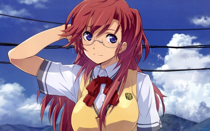 Takatsuki Ichika with Red Hair and Glasses