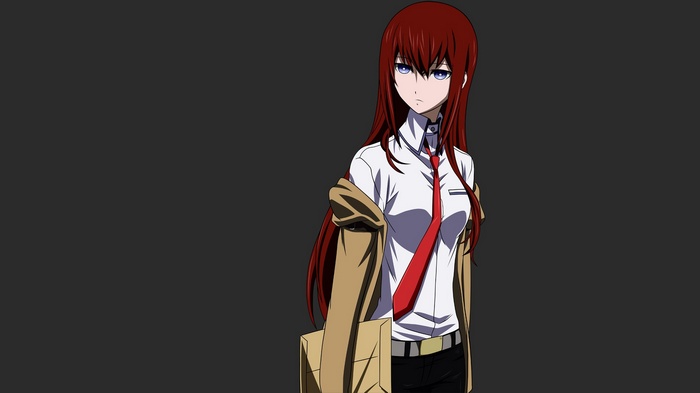 Makise Kurisu from Steins;Gate with a red tie