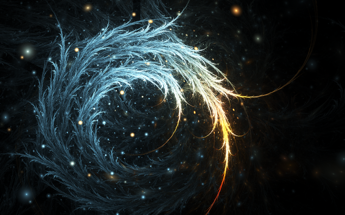 Abstract fractal spiral with glowing particles