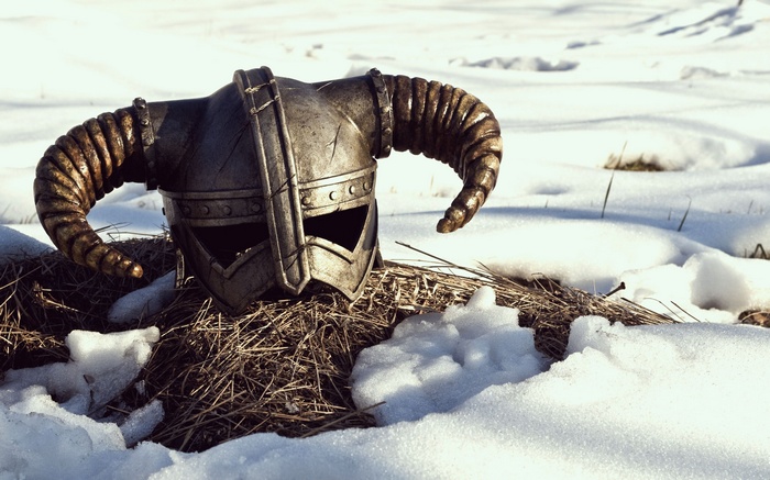 Skyrim Iron Helmet in Snow