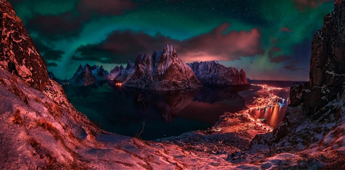 Aurora Borealis over Lofoten Islands, Norway