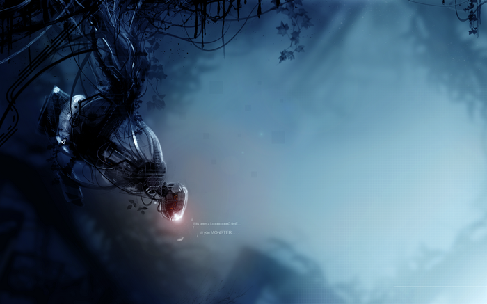 Portal 2 GLaDOS robot with glowing heart