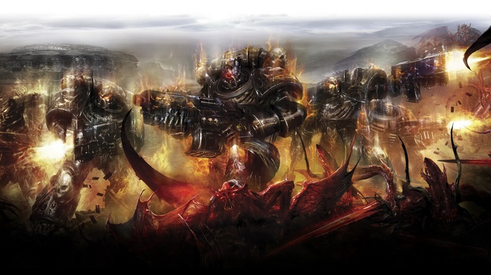 Warhammer 40,000 Legion of the Damned fighting demons