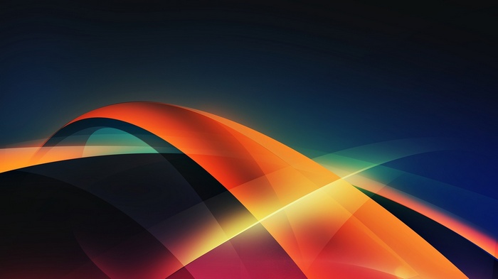 Abstract digital art with orange and blue shapes