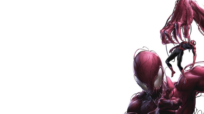 Carnage holding Spider-Man with tendrils