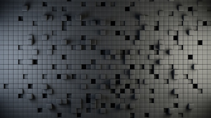3D abstract pattern of dark gray cubes