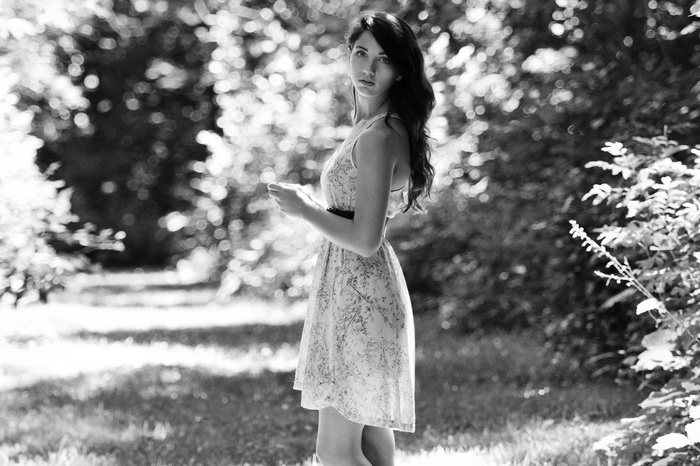 Emily Rudd in a dress outdoors