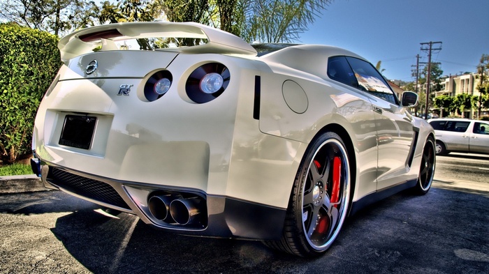 White Nissan GT-R R35 parked outdoors
