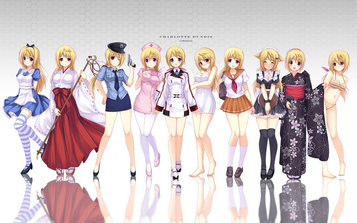 Charlotte Dunois in various outfits