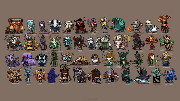 Dota 2 Heroes in a Minimalist Cartoon Style