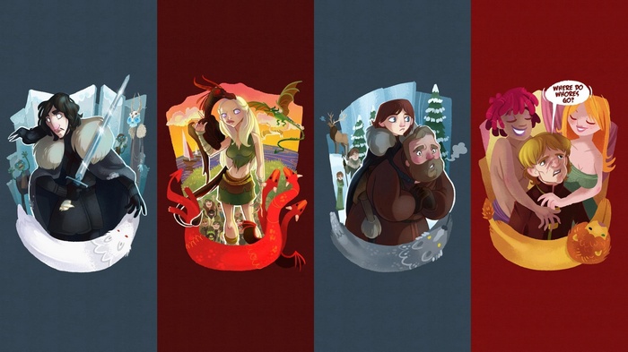 Game of Thrones characters in a humorous collage artwork