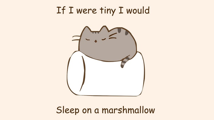 Marshmallows Quote Cat Pusheen Humor Artwork
