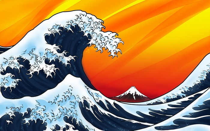 The Great Wave off Kanagawa with Mount Fuji