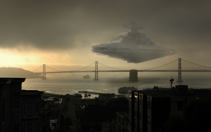 Star Wars Imperial Star Destroyer over San Francisco Bay Bridge