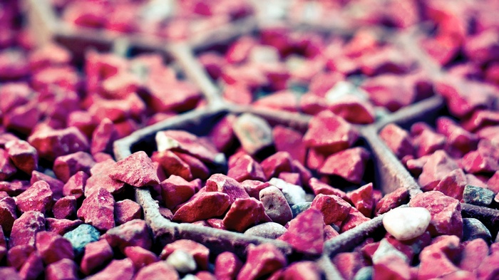 Macro view of red rocks and stones