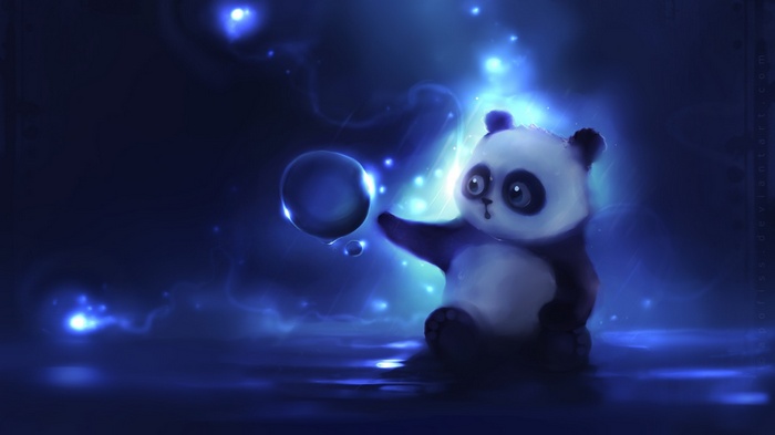 Apofiss's Panda Interacting with Bubbles in a Blue Nebula
